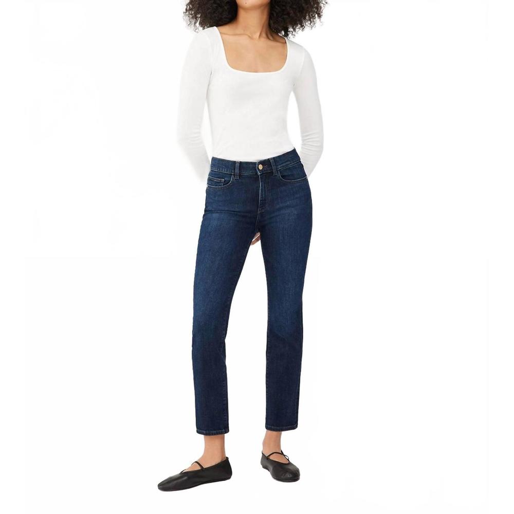 NEW DL1961 - WOMEN'S mara straight cut mid rise ankle jeans in india ink